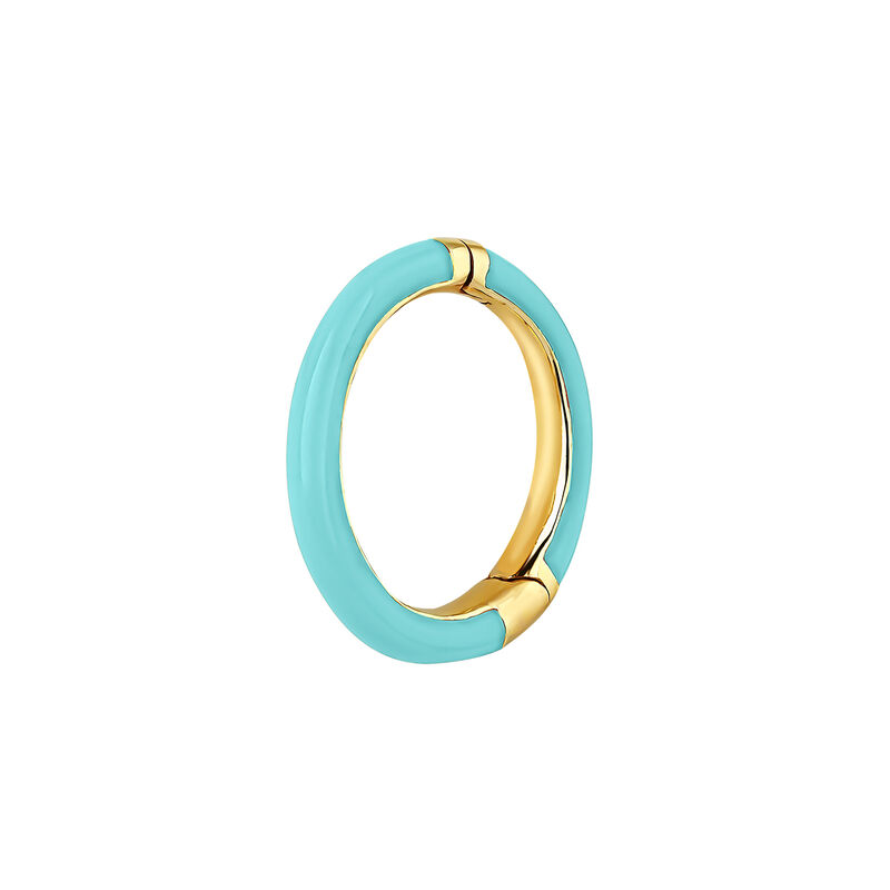 9kt gold turquoise enamel hoop earring, J03843-02-H-TURENA, hi-res