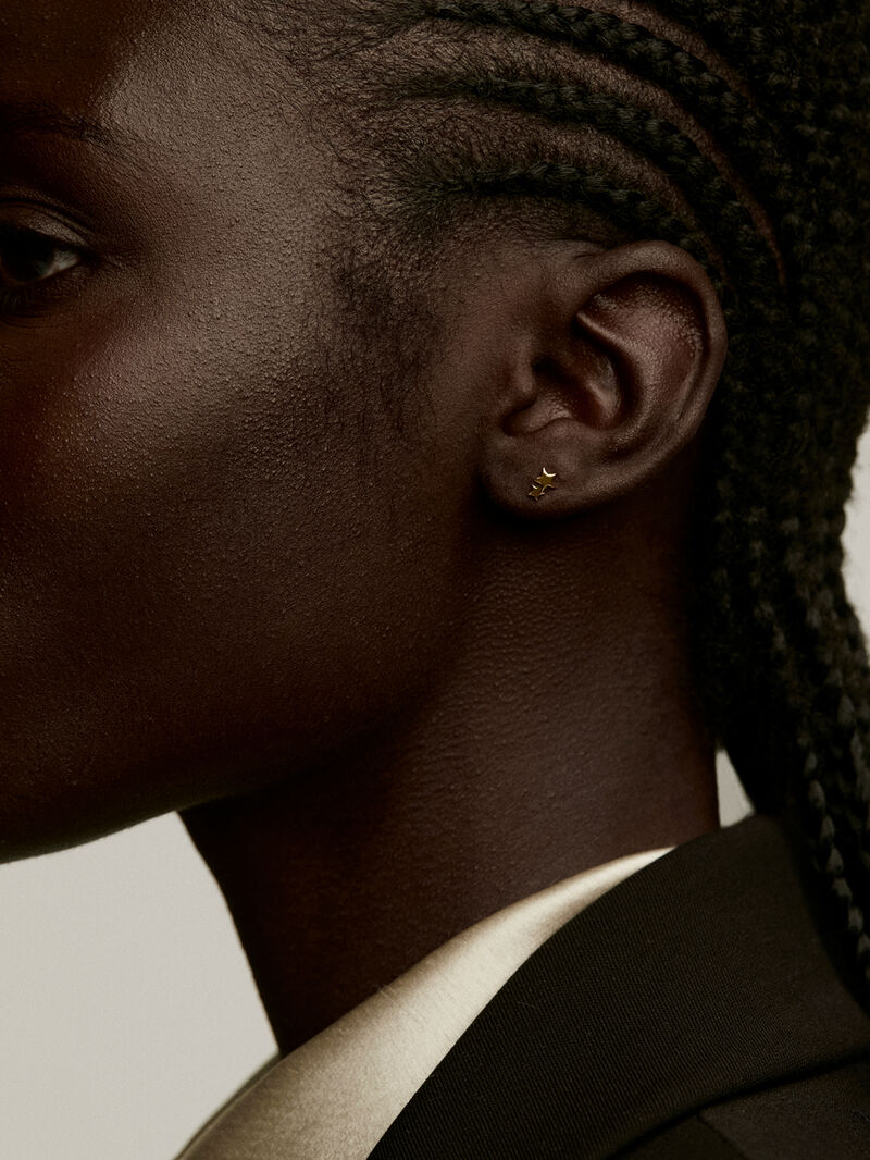Individual small earring made of 925 silver bathed in 18K yellow gold with stars image number 1