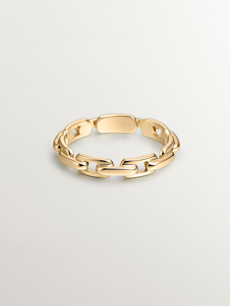 9K White Gold Chain Textured Ring image number 2