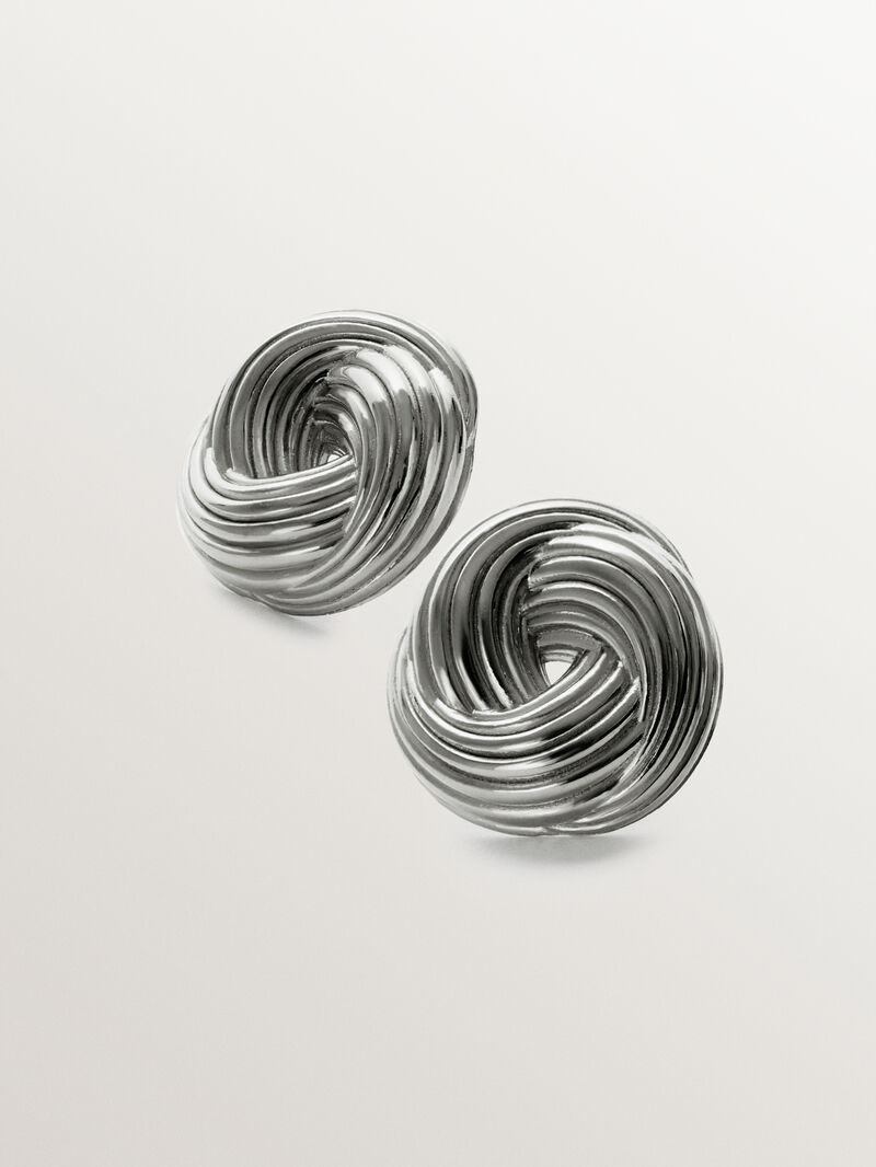 Rhodium-plated 925 silver earrings with gallon texture image number 4