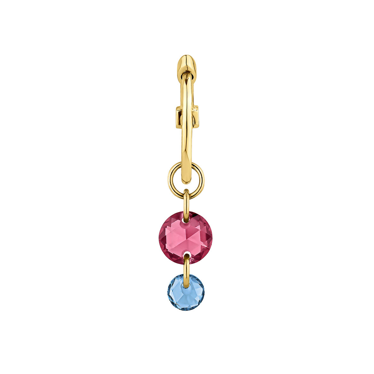 9k gold hoop earring with a rhodolite pendant , J04767-02-RO-LB-H, mainproduct