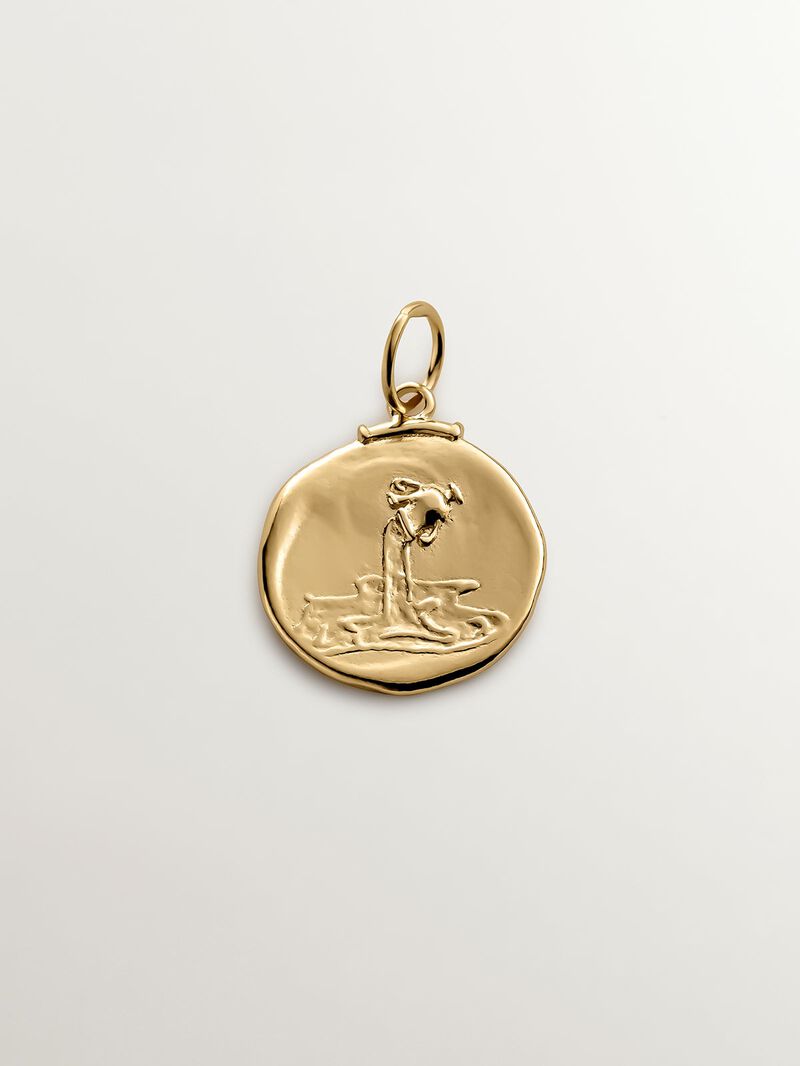925 Silver Aquarius Charm Coated in 18K Yellow Gold image number 0
