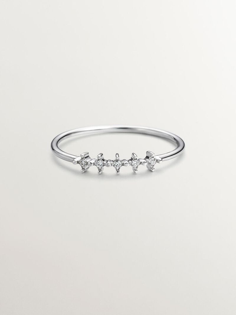 18K white gold cinquillo ring with diamonds 0.025 cts image number 2