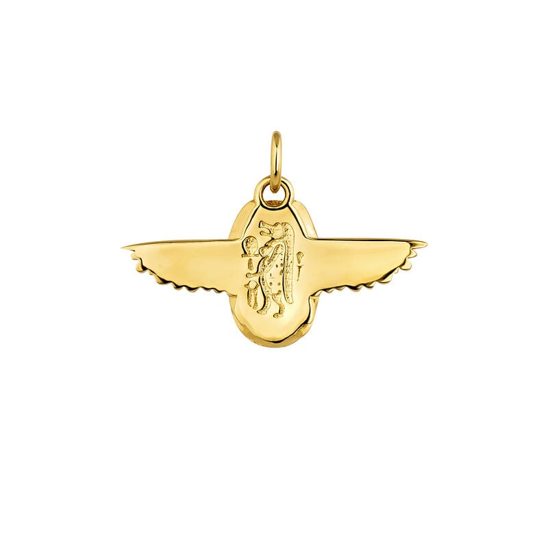 Gold-plated silver Egyptian scarab charm , J04268-02, hi-res