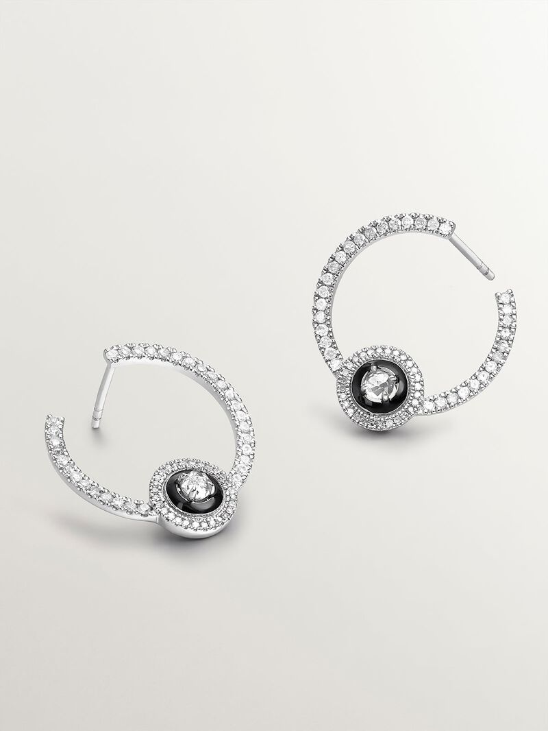 Silly silver ring earrings 925 bathed in 18k yellow gold with blue and whites image number 4