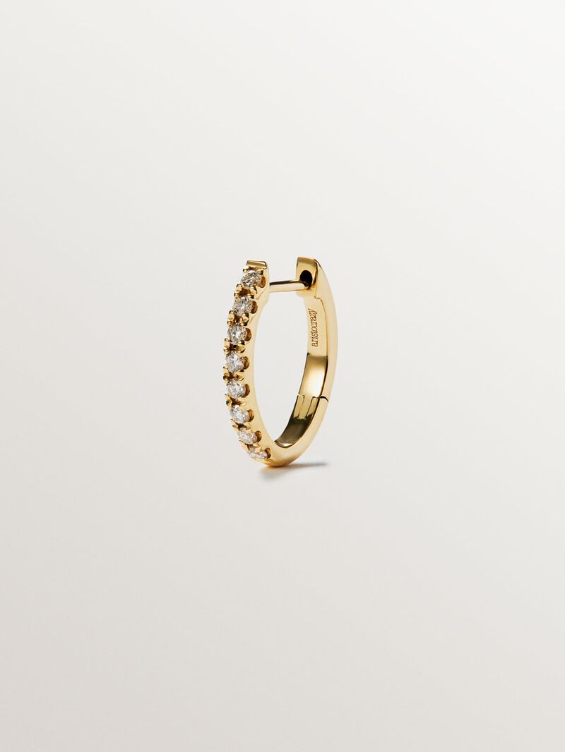 18K Gold Small Single Hoop Earring with Diamonds image number 0