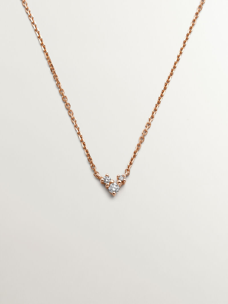 9K Rose Gold Triple Diamond Pendant image number 0