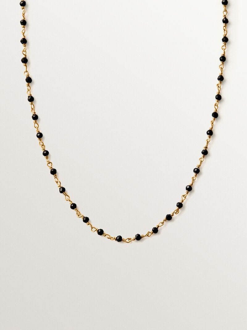 925 silver chain plated in 18K yellow gold with black spinels image number 0