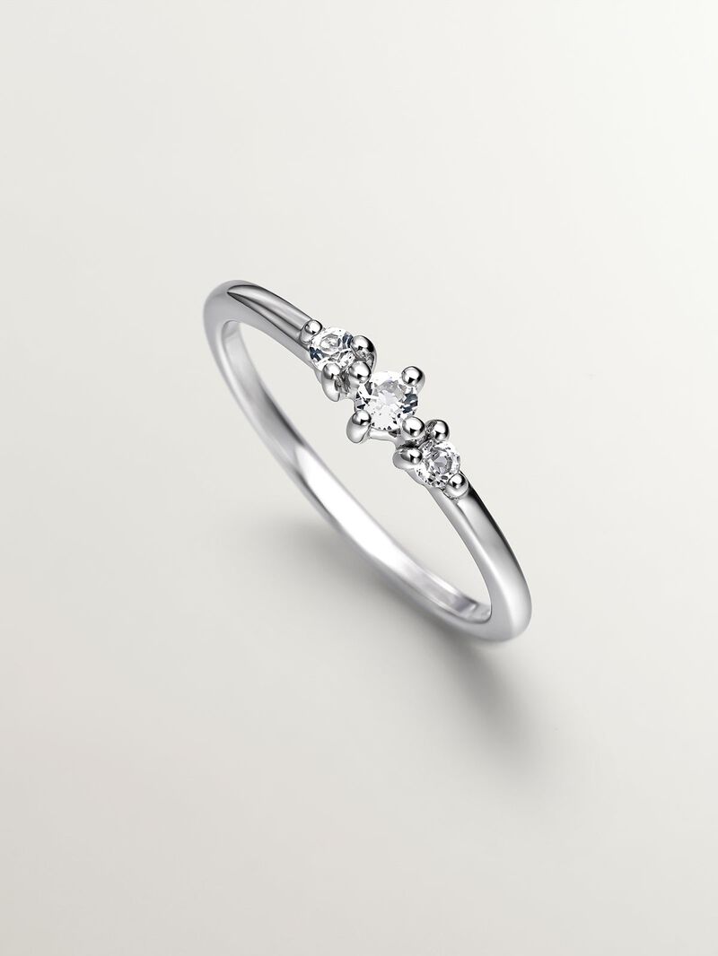925 Silver Ring with White Topaz image number 4