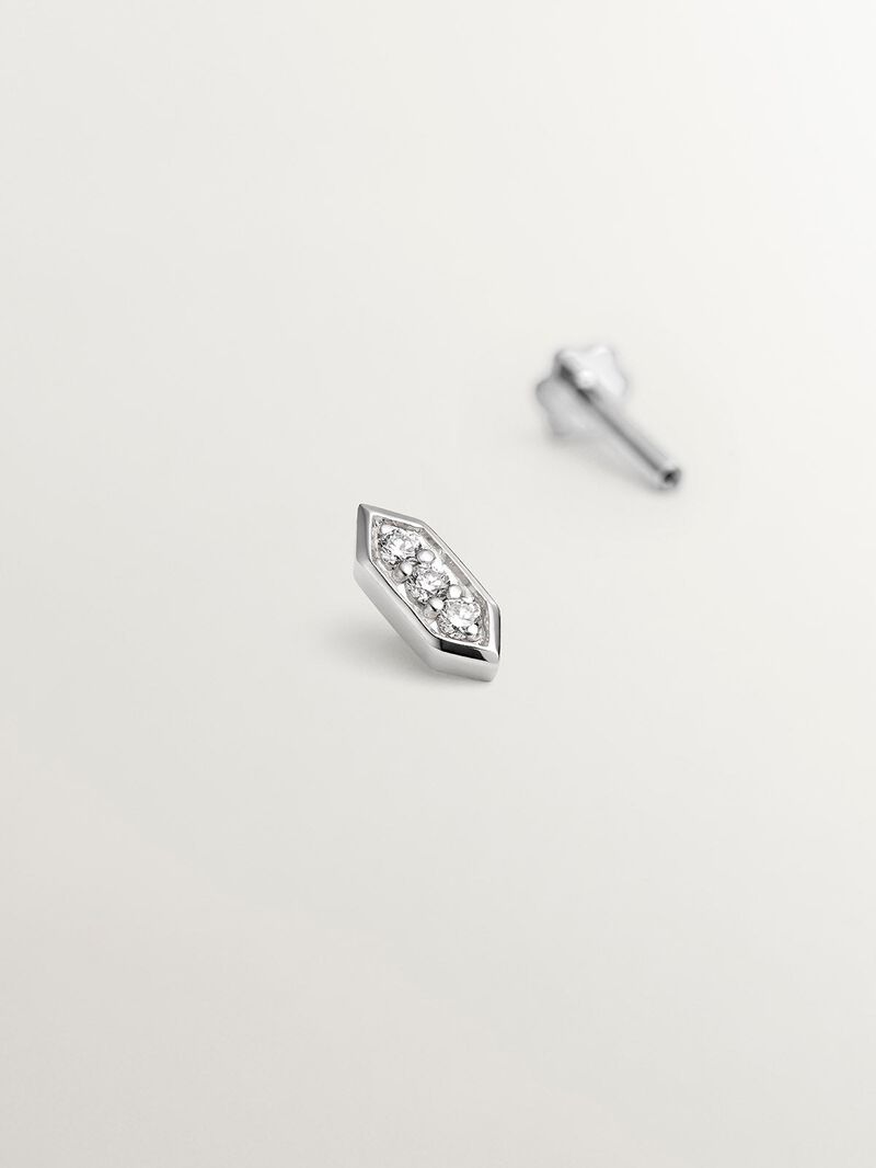 18K White Gold Hexagonal Piercing with Diamonds image number 0