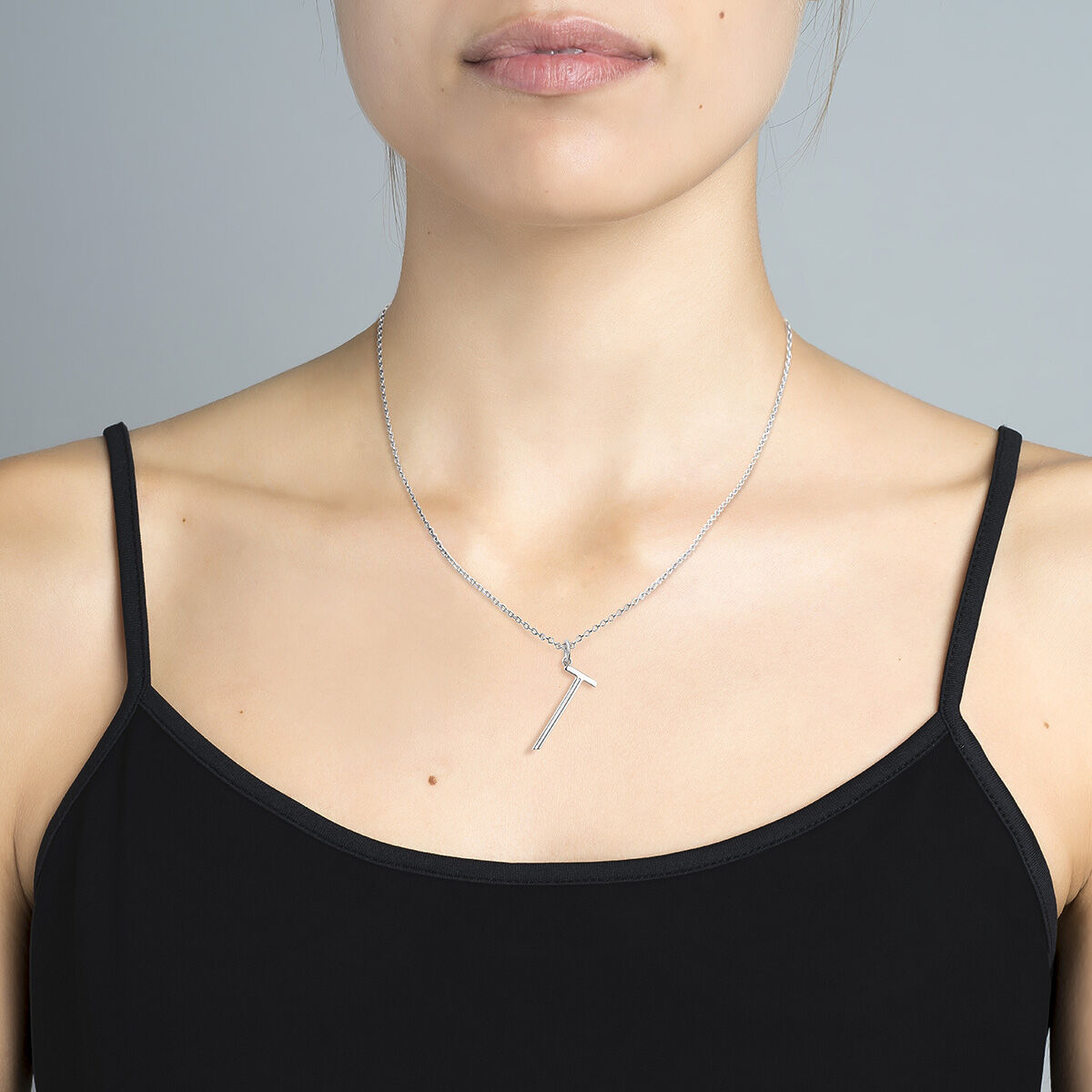 Large silver T initial charm  , J04642-01-T, hi-res