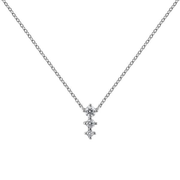 White gold diamond triple necklace 0.06 ct , J03365-01,hi-res