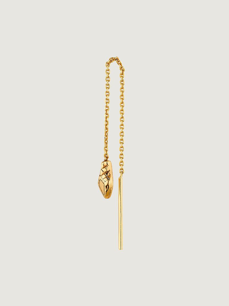 Individual 925 silver earring bathed in 18K yellow gold with a snake head. image number 1