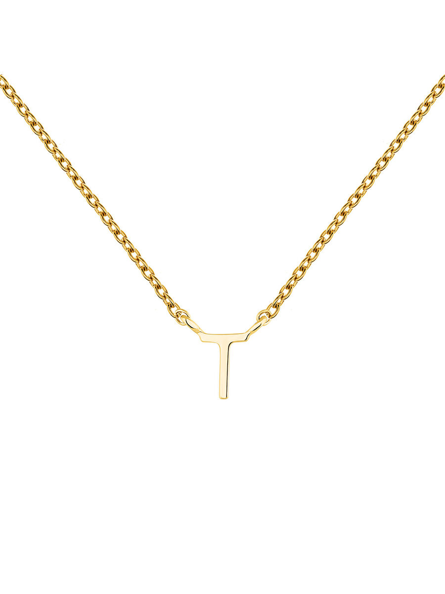 Collar inicial T oro 9 kt , J04382-02-T, mainproduct