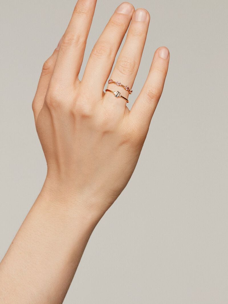 925 silver ring bathed in 18k yellow gold with swiss blue and white topacios image number 5