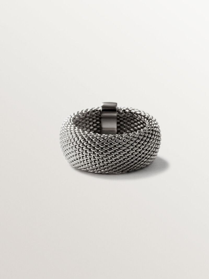 Rigid 925 silver ring with mesh image number 2