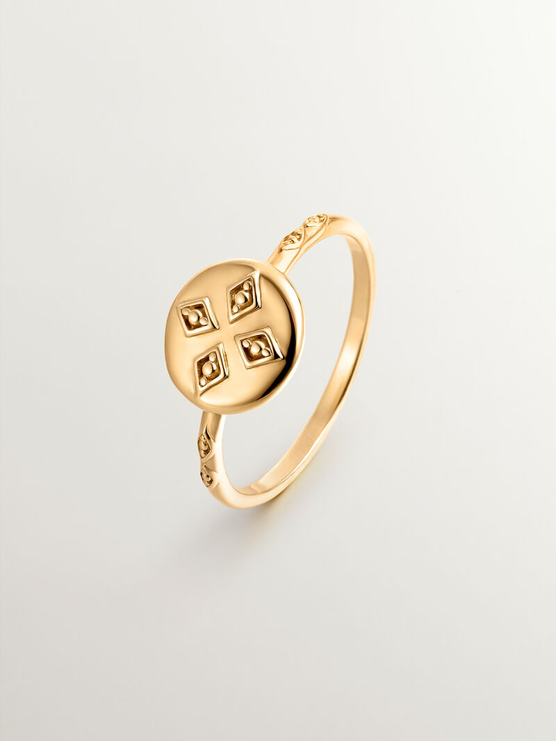 930 Silver ring coated in 18K yellow gold with medallion image number 0