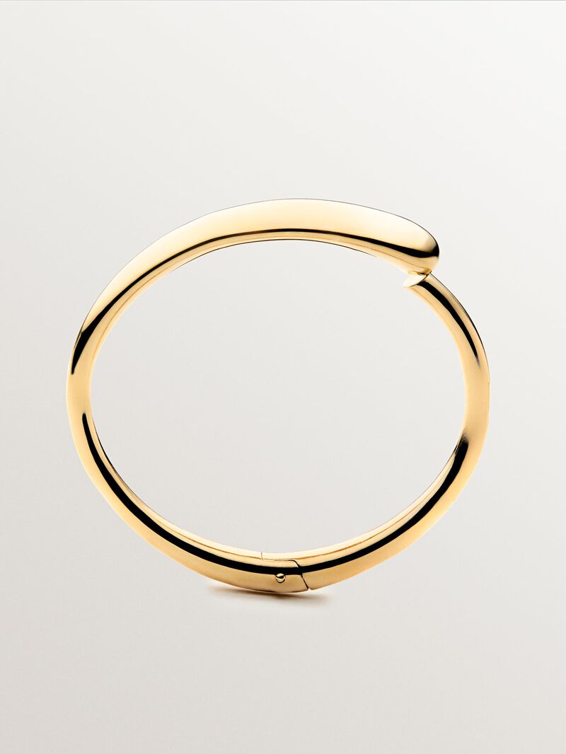 Rigid 18K yellow gold plated 925 silver bracelet with polished effect image number 4