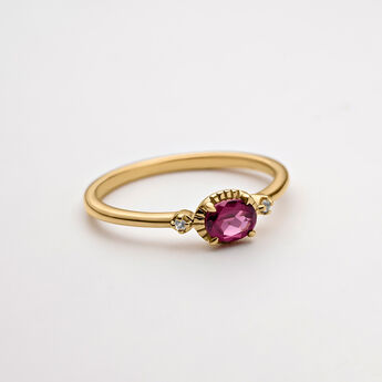 Gold plated rhodolite center ring , J04665-02-RO-WT, mainproduct