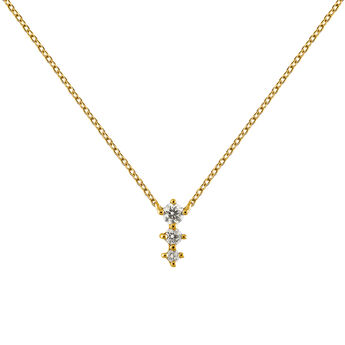 Gold diamonds triple necklace 0.06 ct , J03365-02,hi-res