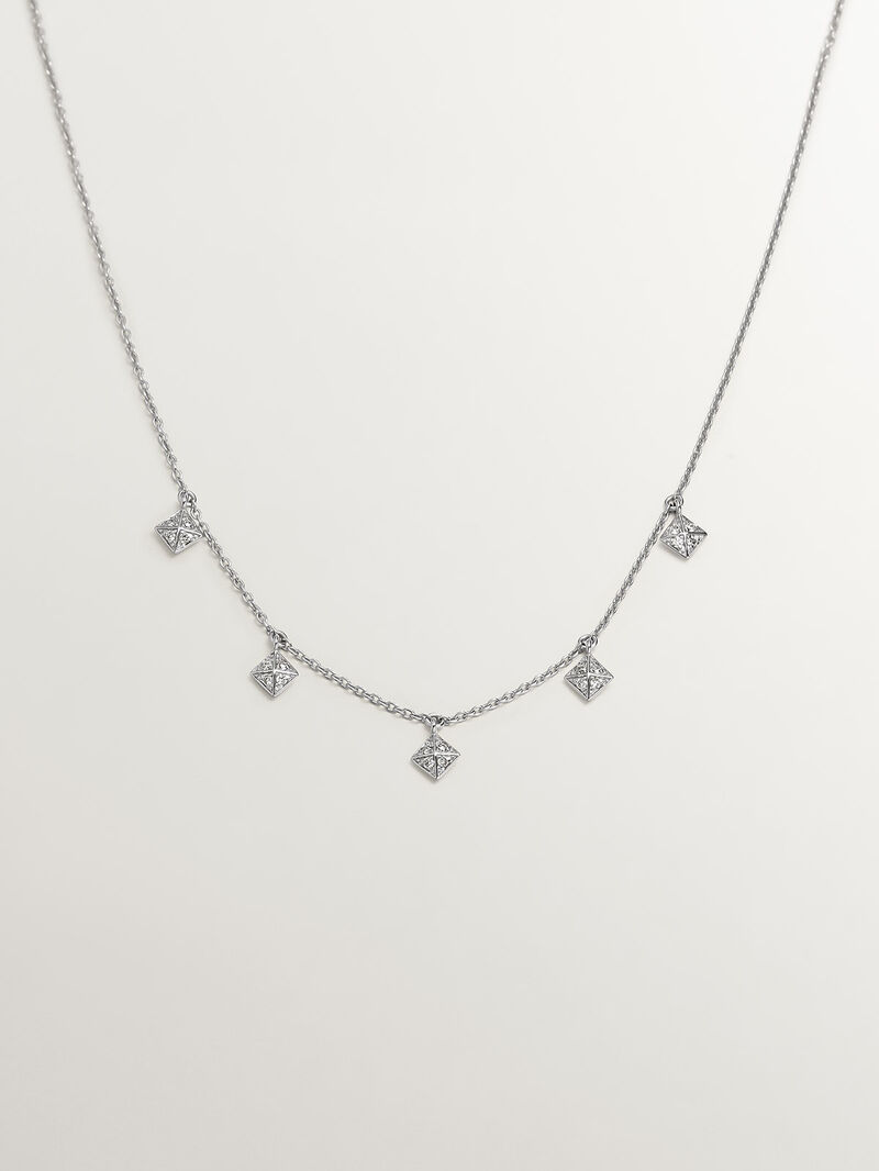 18K white gold necklace with geometric shapes and diamonds image number 0