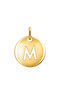 Gold-plated silver M initial medallion charm  , J03455-02-M
