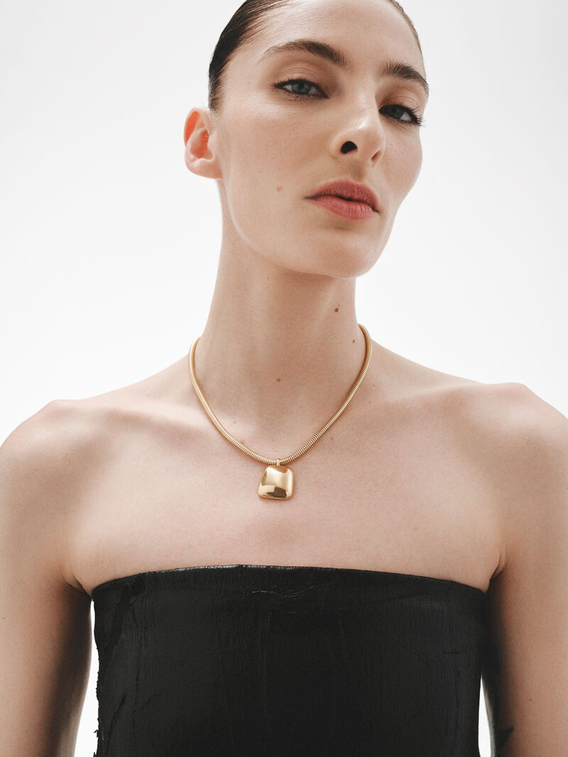 Square pendant in 18K yellow gold plated 925 silver with polished effect image number 3