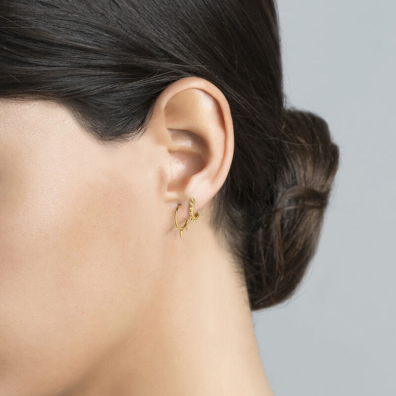 Gold hoop earring piercing with spikes , J03846-02-H, hi-res