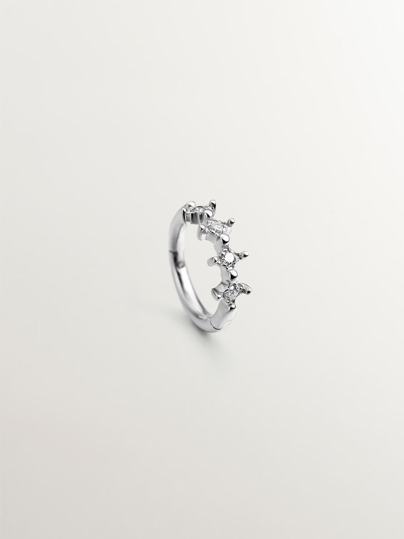 Individual 9K white gold earring with diamonds image number 4