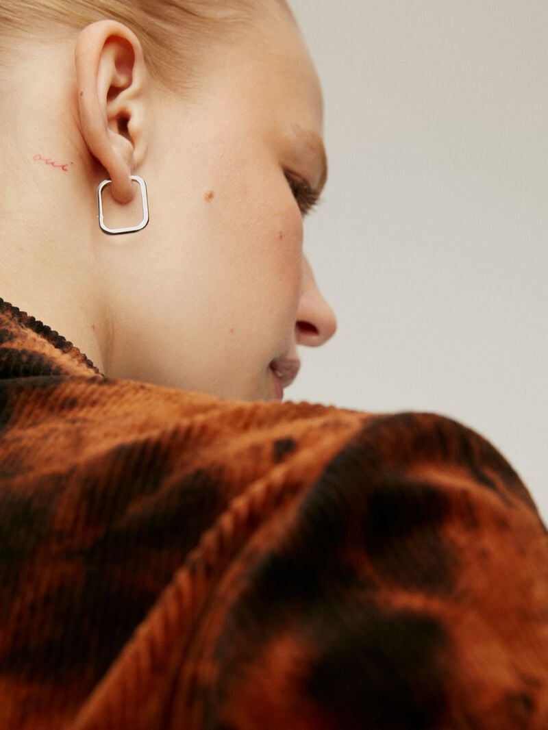 Large 925 Silver Square Hoop Earrings image number 2