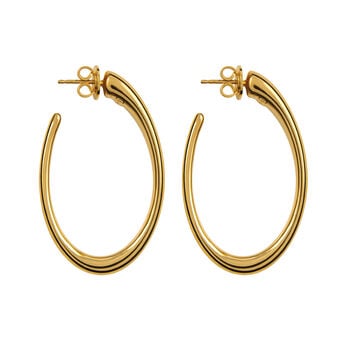 Gold plated oval earrings , J00933-02,hi-res