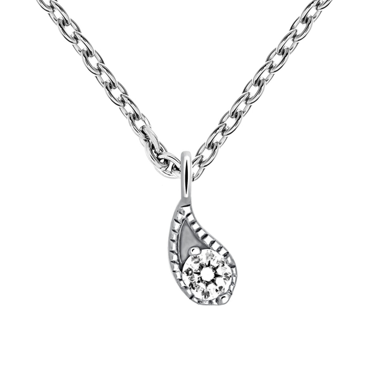 Tear pendant in 9k white gold with a diamond , J03397-01, hi-res