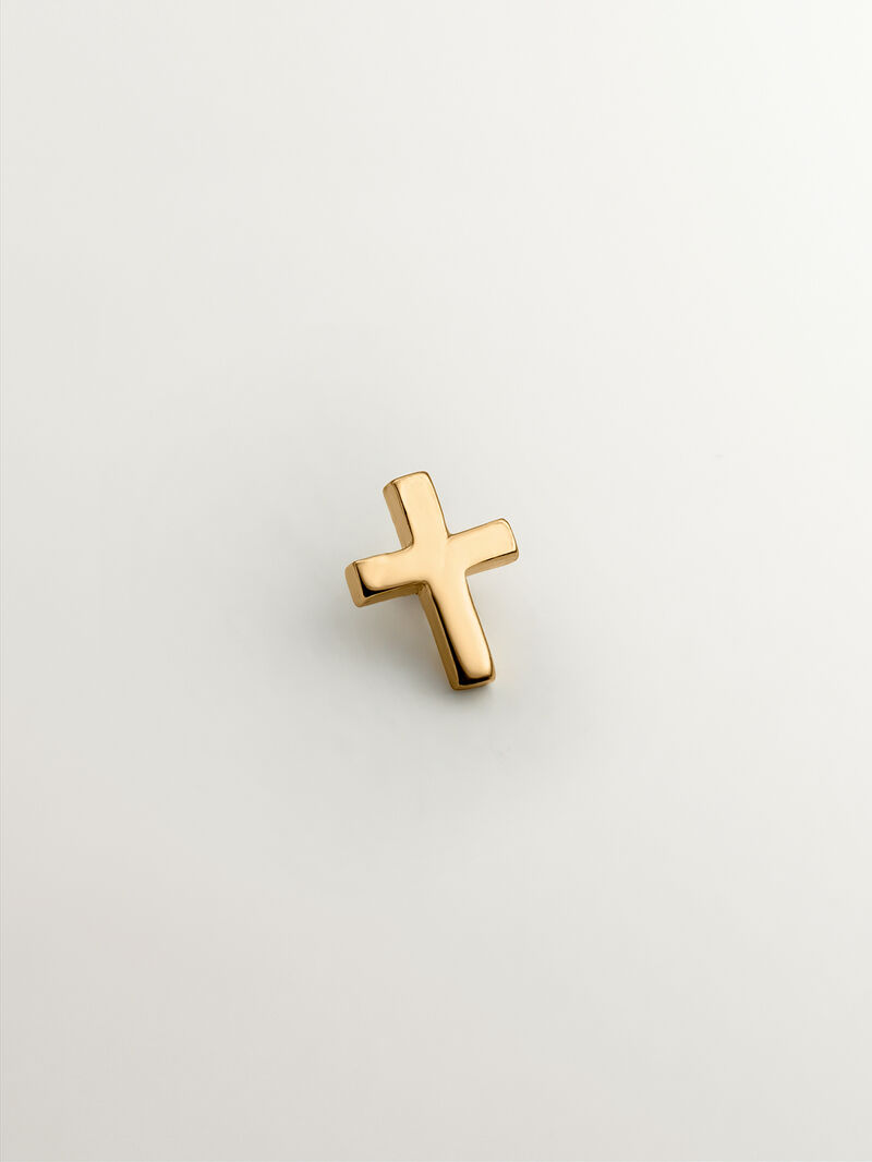 Individual 925 silver earring dipped in 18K yellow gold with cross. image number 0