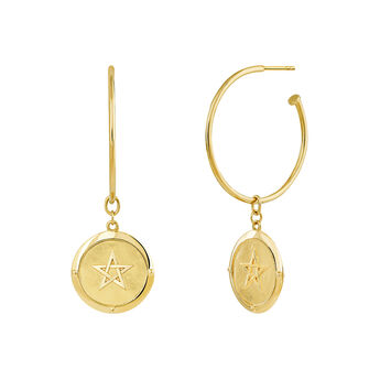 Gold plated coin hoop earrings , J03594-02, mainproduct