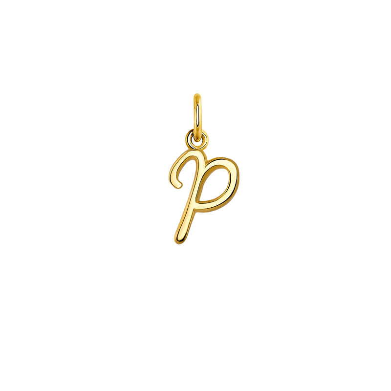 Gold-plated silver P initial charm  , J03932-02-P, hi-res