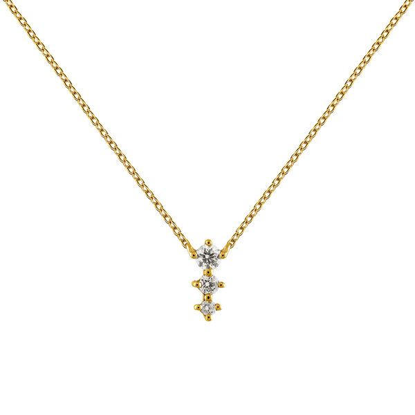 Gold diamonds triple necklace 0.06 ct, J03365-02,hi-res
