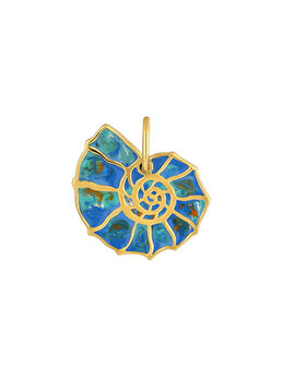 Snail charm in 18k yellow gold-plated silver with blue enamel and white topaz stones, J05207-02-WT-MULENA,hi-res