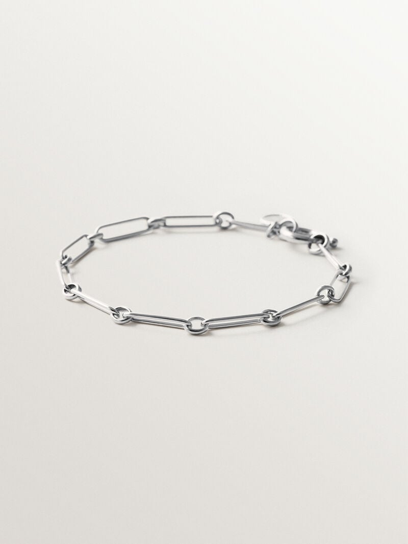 17 cm combined link bracelet in rhodium-plated 925 silver image number 0