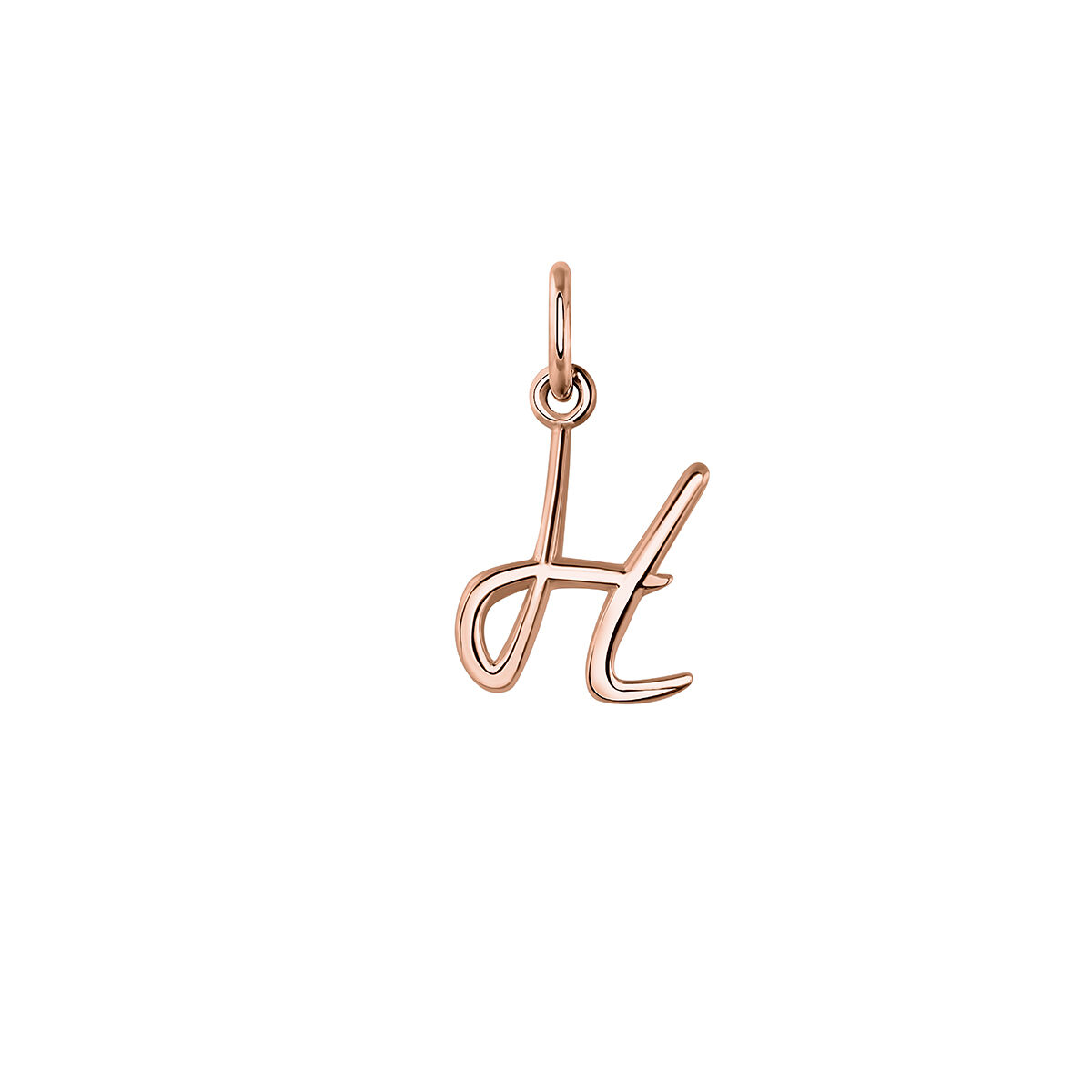 Rose gold-plated silver H initial charm  , J03932-03-H, hi-res
