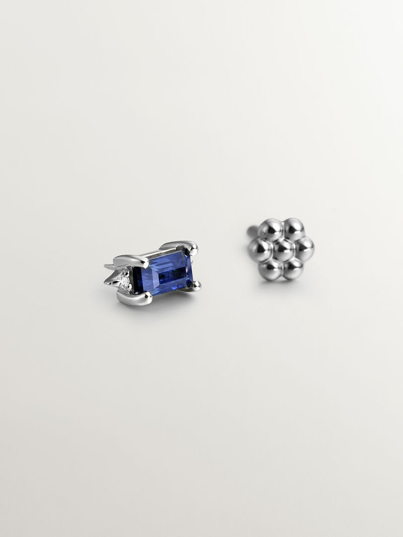 Individual 18k white gold pending with blue sapphire and white diamonds image number 4