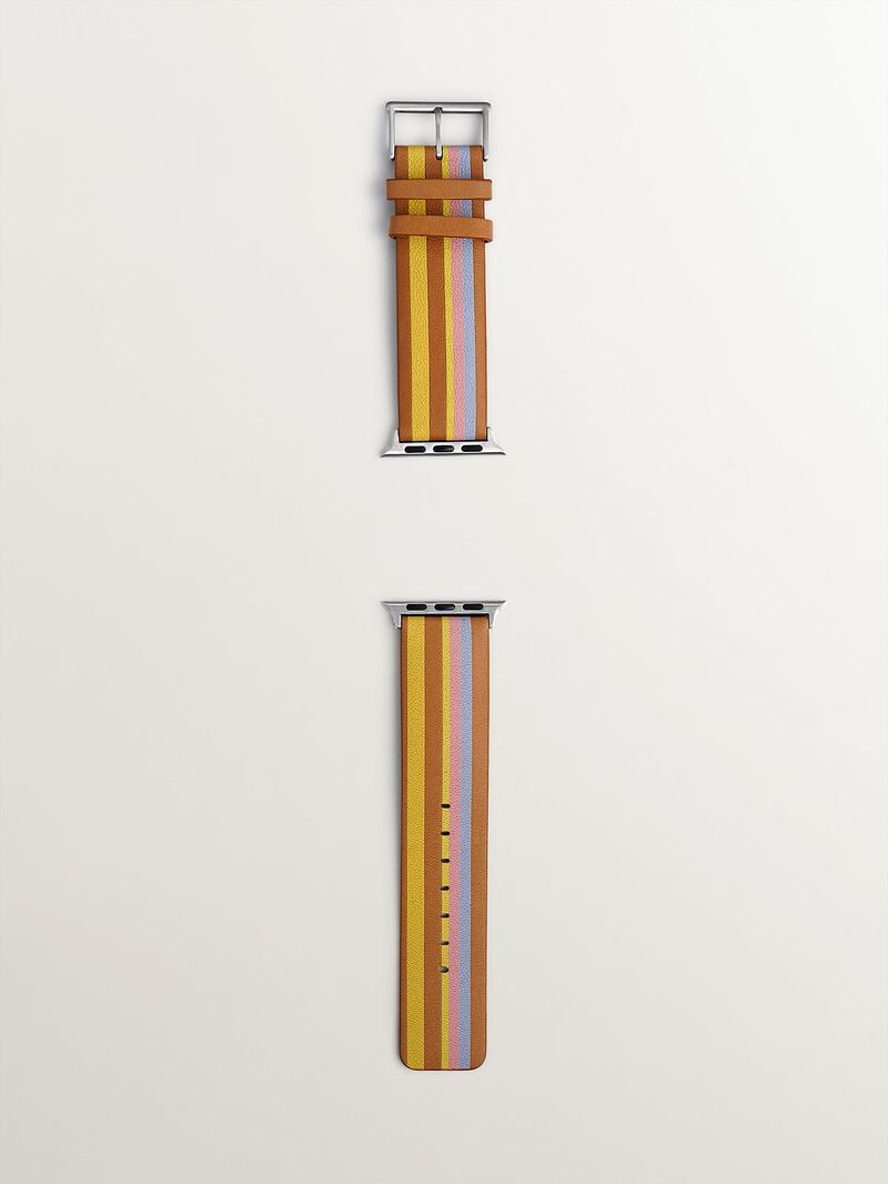 Multicolor Striped Leather Strap for Apple Watch image number 5