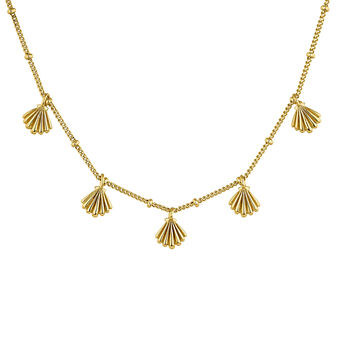 Gold plated shells necklace, J04926-02,hi-res