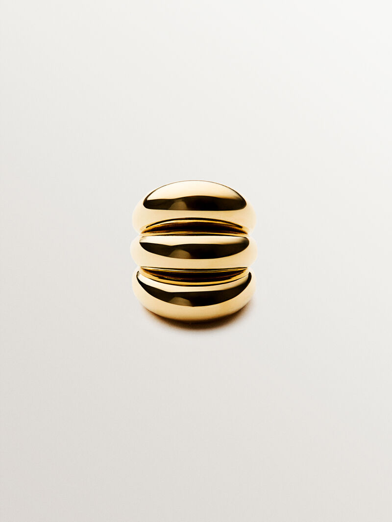 Triple ring in 925 silver plated in 18K yellow gold image number 2