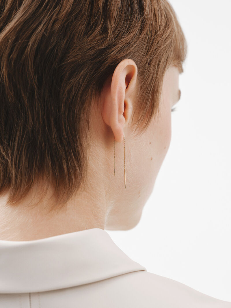 Long 925 silver chain earrings bathed in 18K yellow gold. image number 1