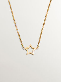 Collier étoile creuse argent plaqué or , J00659-02,hi-res