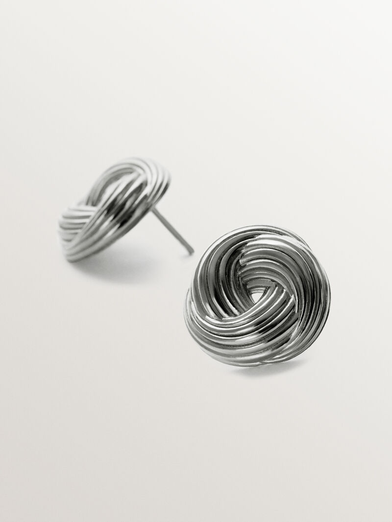 Rhodium-plated 925 silver earrings with gallon texture image number 2