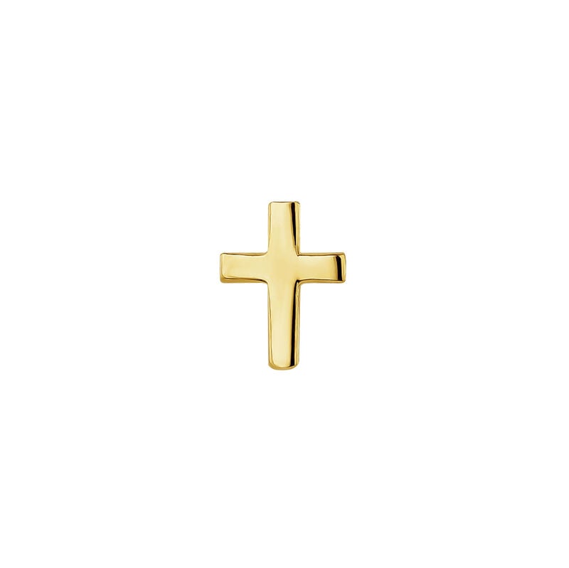 Boucle d'oreille croix argent plaqué or , J04870-02-H, hi-res
