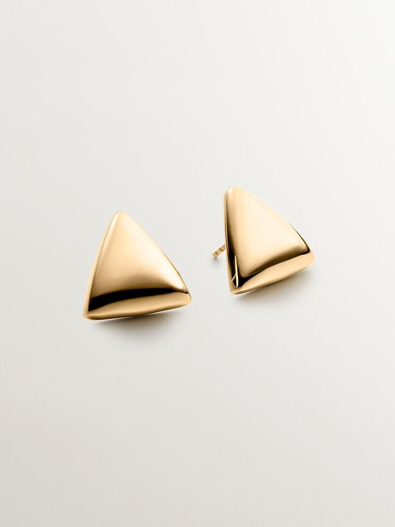 18K yellow gold plated 925 silver earrings with triangular shape image number 2
