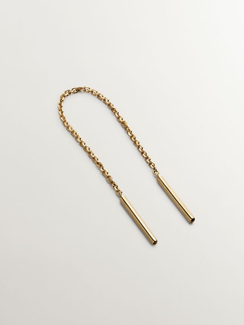 Individual long 9K yellow gold earring with chain image number 0