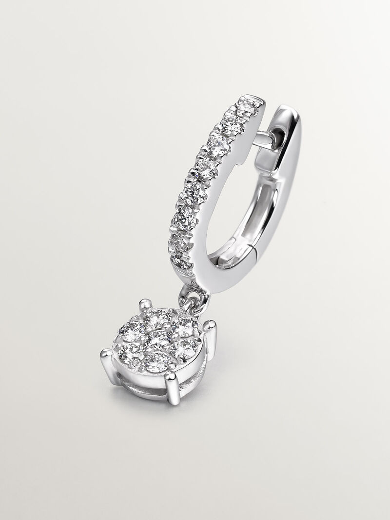 18K white gold single earring with pavé diamonds and dangling diamond image number 4